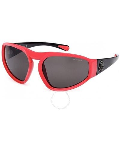 Moncler Pentagra Smoke Wrap Sunglasses Ml0248 75a 62 - Red