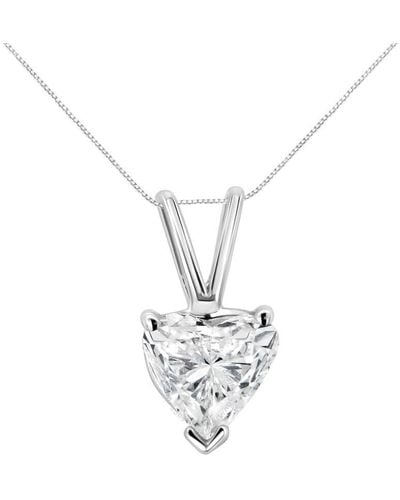 Haus of Brilliance 14k White Gold 1/5 Cttw 3-prong Set Heart Shaped Solitaire Diamond 18'' Pendant Necklace - Metallic