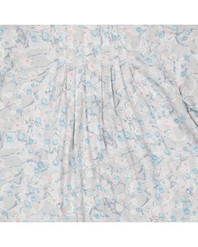 Chloé Girls Ruffle-trim Marble-print Blouse - Blue