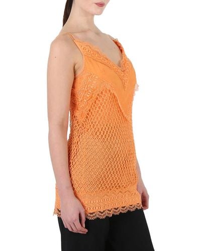 Burberry Fishnet And Lace Mini Dress - Orange