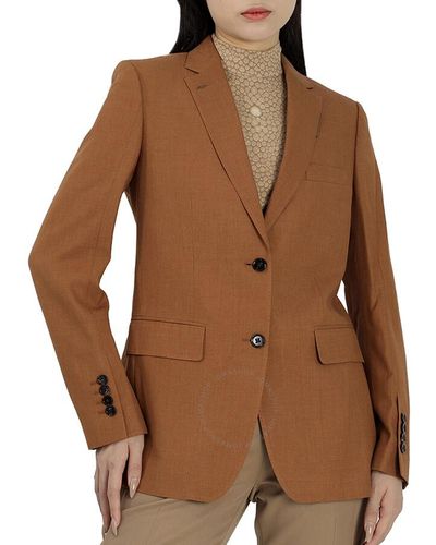 Burberry Wool Silk Cotton Blazer Jacket - Brown