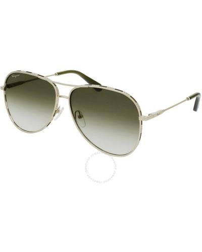 Ferragamo Green Gradient Pilot Sunglasses Sf268s 709 62