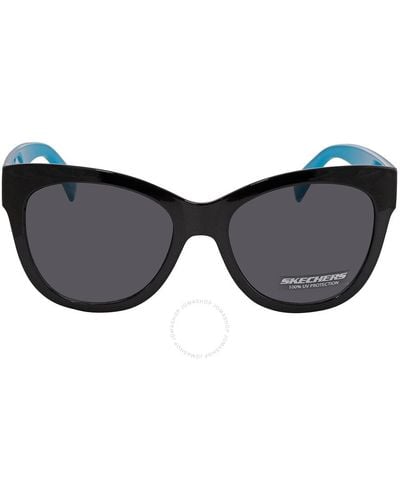 Skechers Smoke Cat Eye Sunglasses Se6056 01a 54 - Blue
