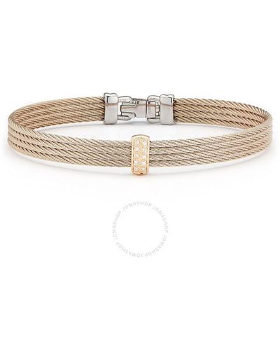 Alor Carnation Cable Barred Bracelet With 18kt Rose Gold & Diamonds - White