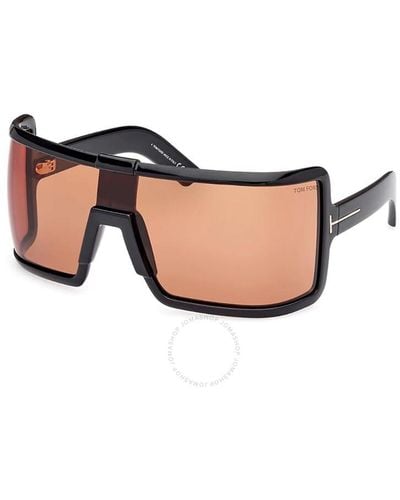 Tom Ford Parker Brown Shield Sunglasses Ft1118 01e 00 - Blue