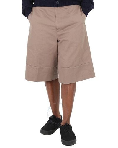 Ambush Kaki Cotton Knee-length Shorts - Natural
