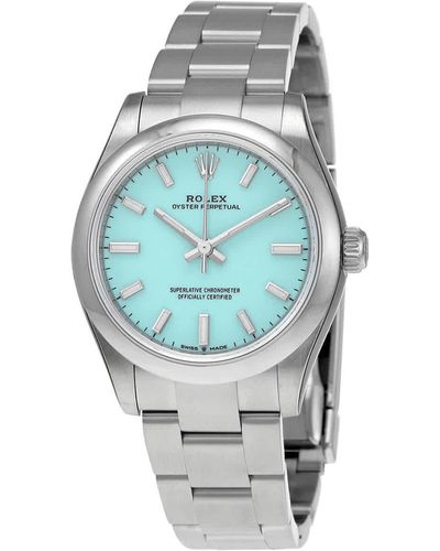 Rolex Oyster Perpetual 31 Automatic Chronometer Turquoise Blue Dial Watch