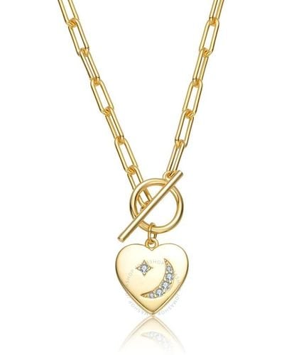 Rachel Glauber 14k Gold Plated Cubic Zirconia Charm Necklace - Metallic