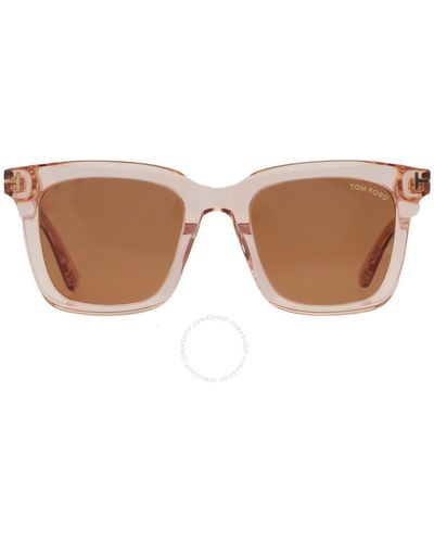 Tom Ford Square Sunglasses Ft0970-k 72e 52 - Brown