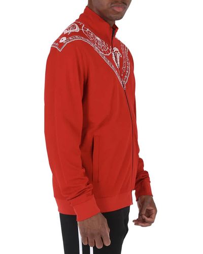 Marcelo Burlon Bandana Print Tempera Slim Track Jacket, Size - Red