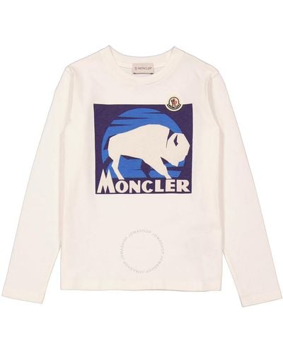 Moncler Boys Natural Graphic Print Long-sleeve T-shirt - Blue