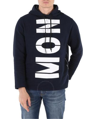 Moncler X Craig Green Navy Logo Print Hooded Sweatshirt - Blue