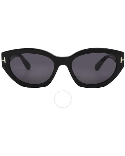 Tom Ford Penny Smoke Cat Eye Sunglasses Ft1086 01a 55 - Black