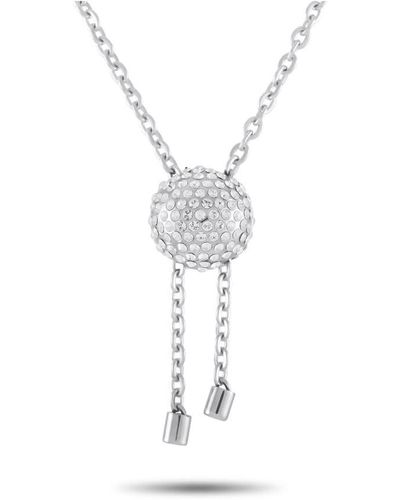 Calvin Klein Side Stainless Steel Crystal Necklace - Metallic