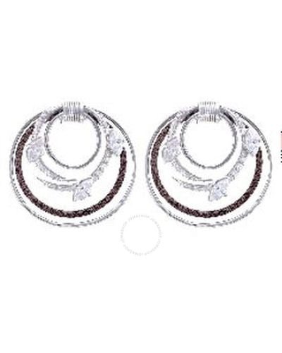 Charriol Tango White Cz Stones Stainless Steel Bronze Pvd Cable Earrings - Metallic