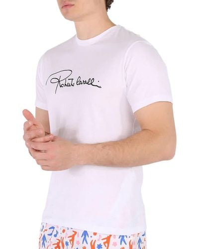 Roberto Cavalli Logo Print Cotton T-shirt - White