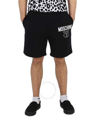 Moschino Logo-print Organic-cotton Shorts - Black