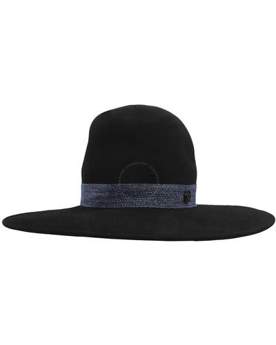 Maison Michel Eliza Denim Ribbon Capeline Hat - Black