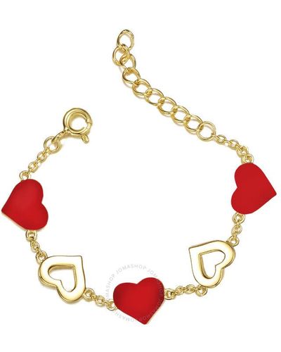 Rachel Glauber 14k Yellow Gold Plated Forever Heart Toddler Bracelet - Red