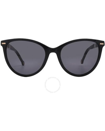 Carolina Herrera Gray Cat Eye Sunglasses Her 0107/s 0kdx/ir 57 - Black
