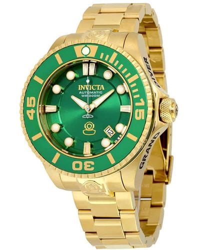 INVICTA WATCH Pro Diver Automatic Green Dial Gold-plated Watch - Metallic
