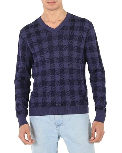 Roberto Cavalli Zebra Vichy Jacquard Sweater - Blue