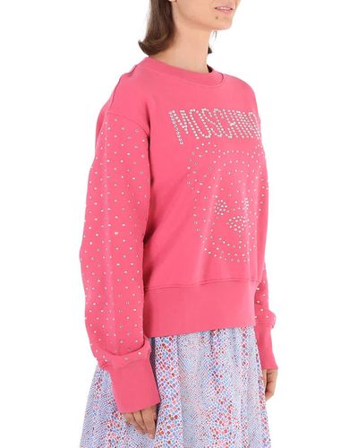Moschino Crystal Teddy Bear Organic Cotton Sweatshirt - Pink