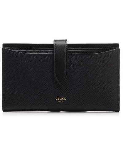 Celine Grained And Smooth Calfskin X Wallet Case - Black