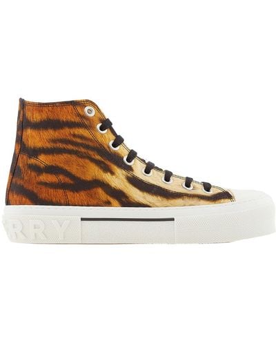 Burberry Jack Tiger Print High-top Trainers - Brown