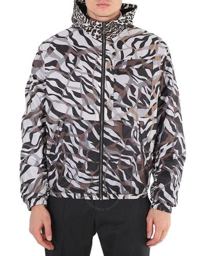 Roberto Cavalli Tiger Twiga And Leopard Print Hooded Track Jacket - Black