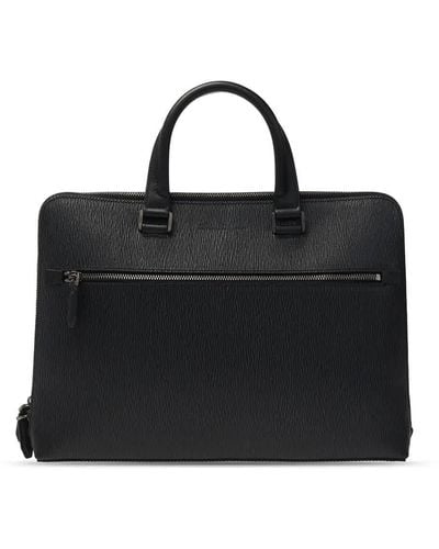 Ferragamo Grigio Revival Black Leather Briefcase