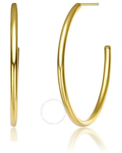 Rachel Glauber 14k Gold Plated Large Open Hoop Earrings - Metallic