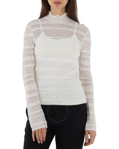 Chloé Wool-blend Lace Knit Turtleneck Top - Gray