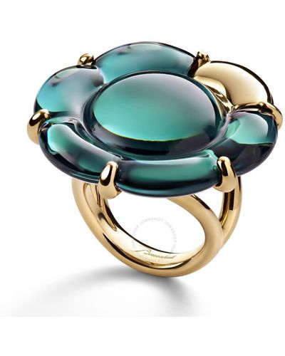Baccarat 's B Flower Vermeil Green Crystal Ring 2807624 - Blue