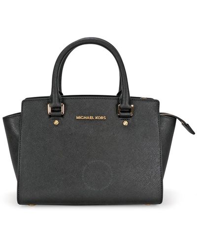 Michael Kors Selma Medium Leather Satchel - Black