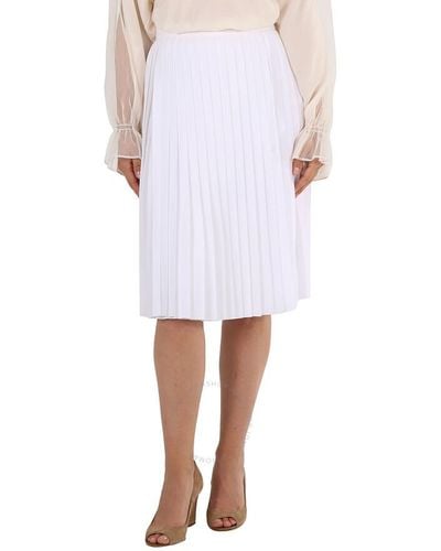 Burberry Pleated Silk Skirt - White