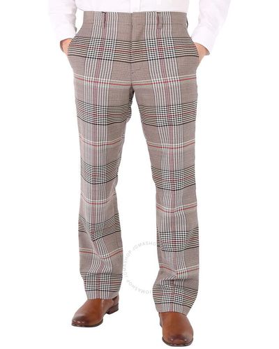 Burberry Wool Check Tailored Pants - Gray