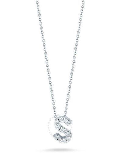 Roberto Coin 18k White Gold Tiny Treasures Diamond Letter S Pendant - Metallic