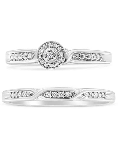 Haus of Brilliance .925 Sterling Silver Diamond Accent Frame Twist Shank Bridal Set Ring - White