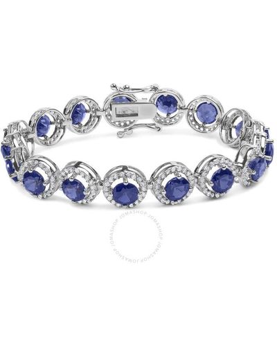 Haus of Brilliance .925 Sterling Silver 21.0 Cttw Created Blue Sapphire