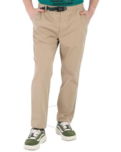 Moncler Camel Belted Tailored Trousers - Natural