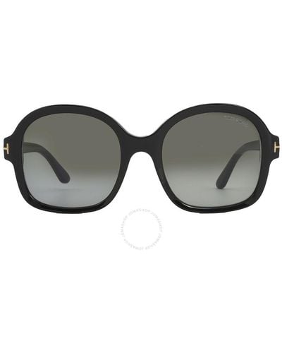 Tom Ford Hanley Smoke Gradient Square Sunglasses Ft1034 01b 57 - Gray