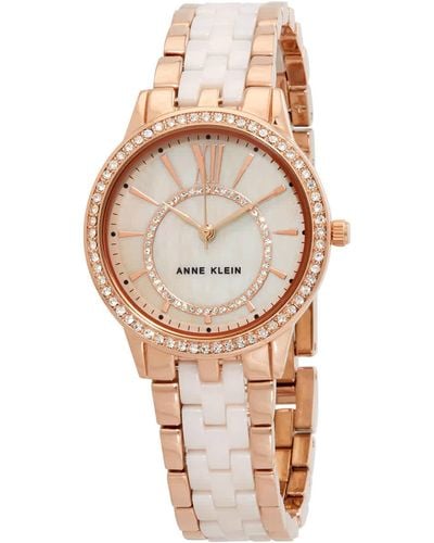Anne Klein Quartz Crystal Blush Pink Mother Of Pearl Watch - Metallic