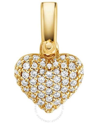 Michael Kors 4k Gold-plated Sterling Silver Pave Heart Charm - Metallic