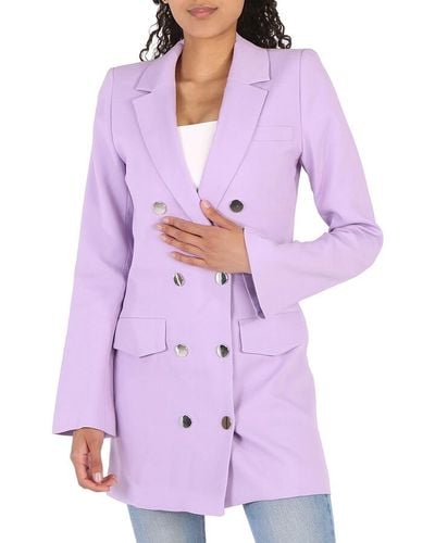 Filles A Papa Wool Double Breasted Long Coat - Purple