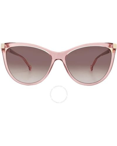 Carolina Herrera Brown Cat Eye Sunglasses Her 0141/s 0bjs/ha 58 - Pink