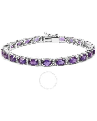 Haus of Brilliance .925 Sterling Silver 9 1/2 Cttw Alternating Oval Amethyst - Blue