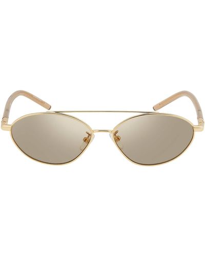 Tory Burch Light Brown Mirrored Gold Oval Sunglasses - Black