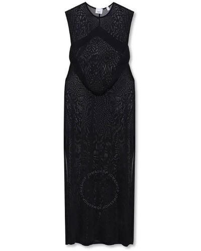 Burberry Side-slit Sheer Maxi Dress - Black