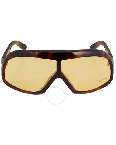 Tom Ford Cassius Amber Mask Sunglasses Ft0965 52e 78 - Natural